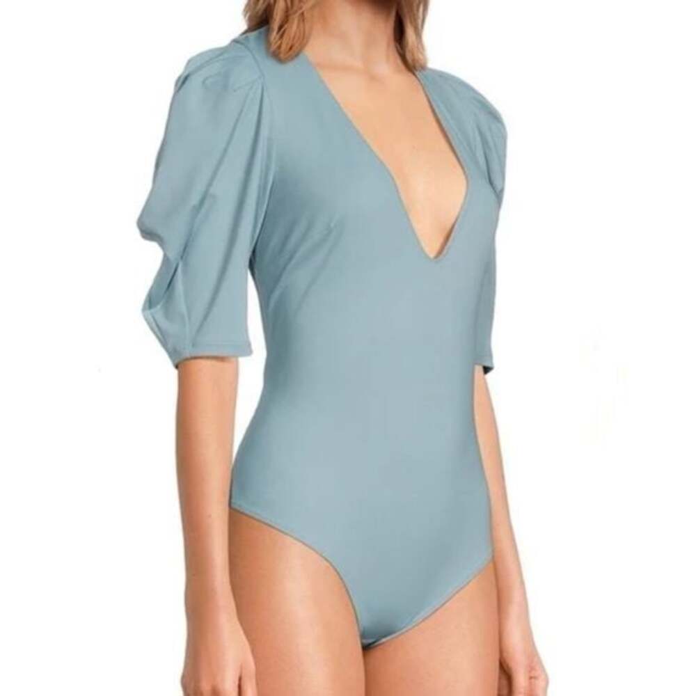 NWOT Intimately By Free People Va Va Voop Bodysuit Sky Blue Size L Large Womens 
